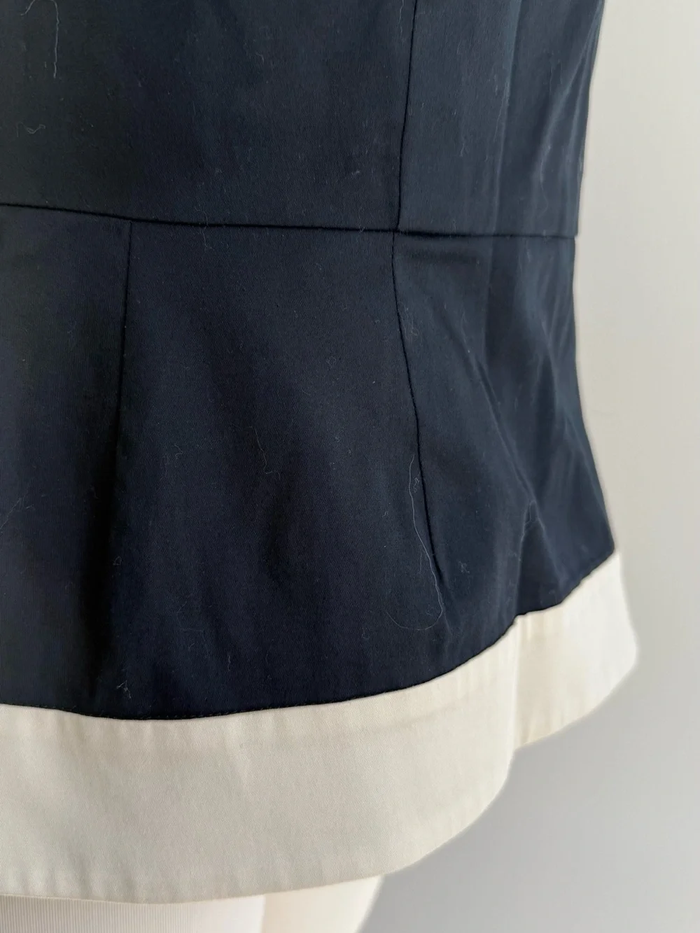 kate spade Black Sleeveless Peplum Top with Cream Trim